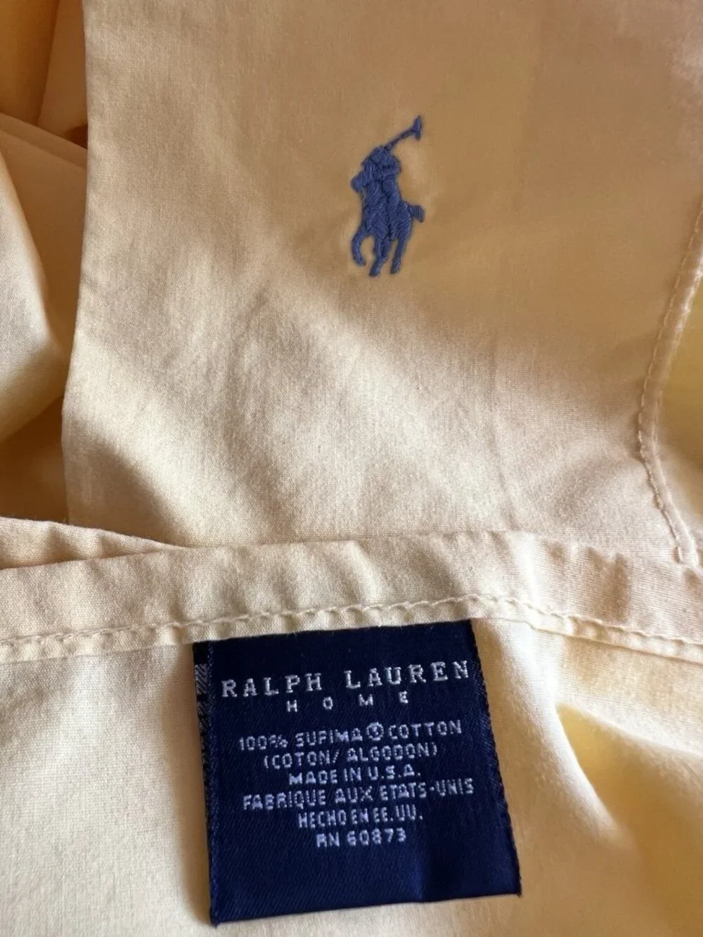 RALPH LAUREN Polo KING Sheet 3 Pc Set FLAT 2 Pillowcases Supima Cotton Yellow VT
